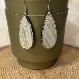 Macy's Silver and Cream Teardrop Earrings